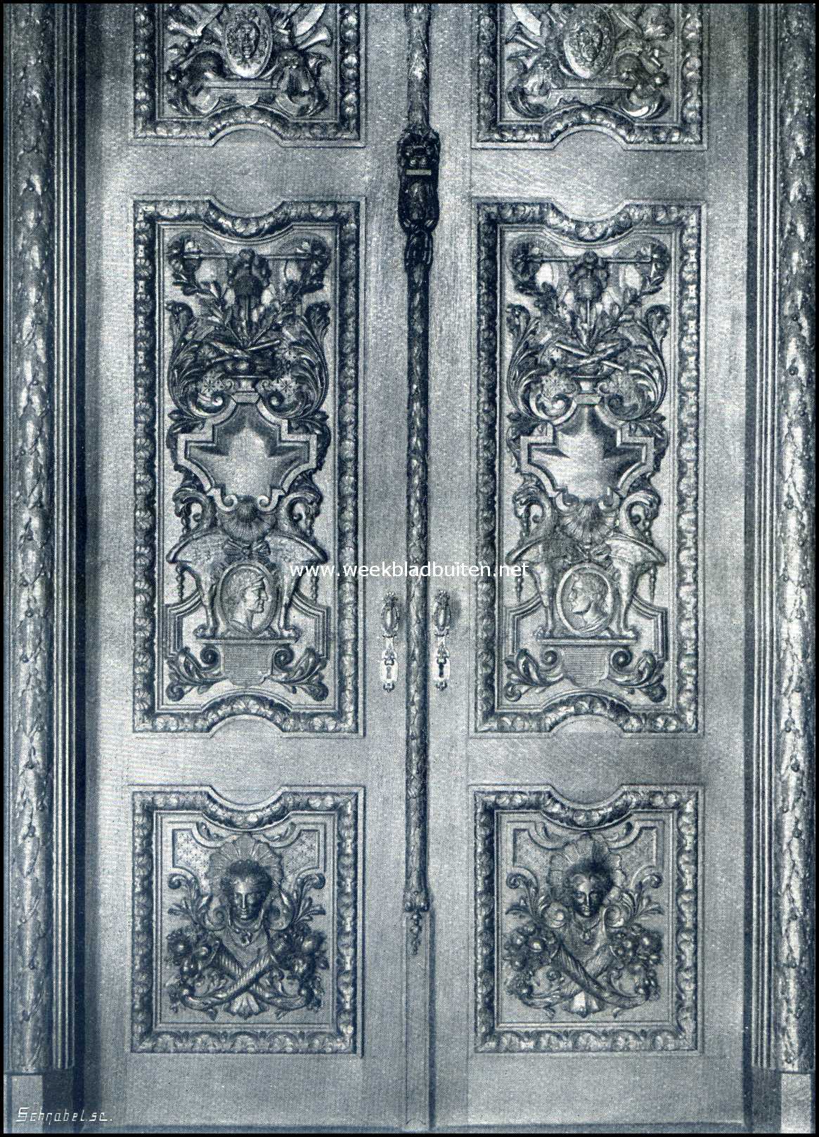 Het Kasteel Rechteren. Detail van een deur in de Ridderzaal van het Kasteel Rechteren