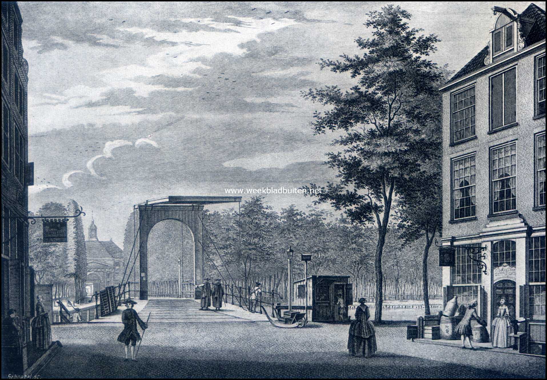 Van den Amsterdamschen zelfkant. De Utrechtsche Poort van de Utrechtsche Straat gezien. (naar een oude gravure)
