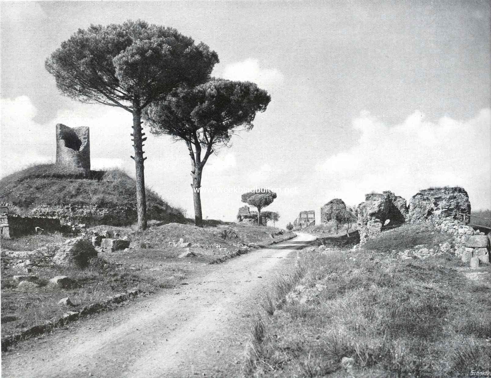 De Via Appia Antica bij Rome. De Via Appia met den grafheuvel der Curiatii