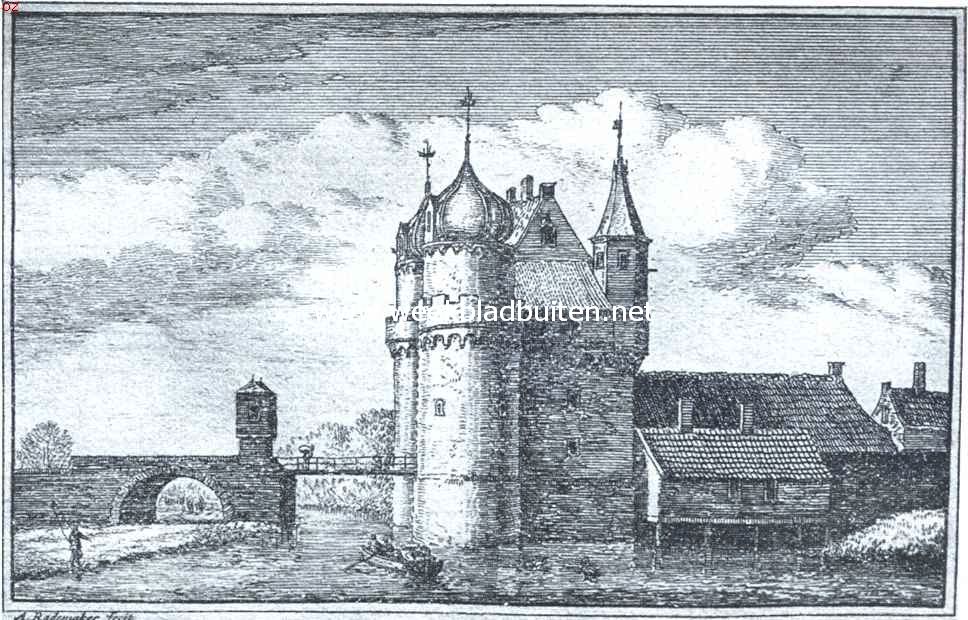 Hoorn, de zeshonderdjarige. De Ooster- of Gevangenpoort. Gebouwd in 1511-1538. Stond aan het einde van het Groote Oost, kwam na de uitlegging van de stad in 1576 binnen de muren te liggen en werd daarna als gevangenis en vergaderlokaal van het chirurgijnsgilde gebruikt. In 1819 helaas gesloopt