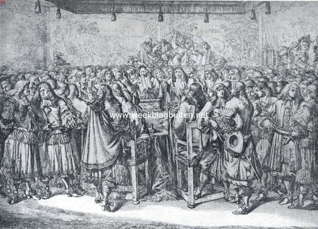 Het Kasteel te Breda. Vreede-Handelingh tot Breda, gesloten op den 31den JULY 1667. Naar het middengedeelte van de kopergravure van Romeyn de Hooghe