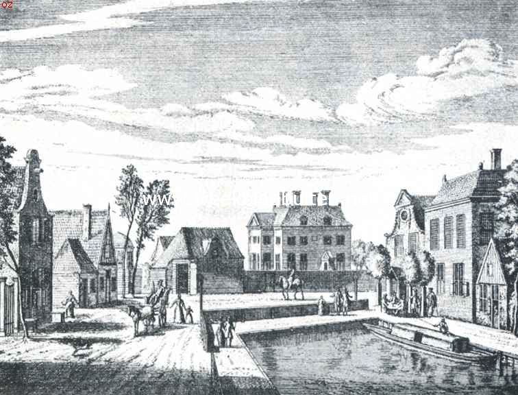 De trekschuit Amsterdam-Haarlem. Het overladen van de trekschuit te Halfweg, 18de eeuw. Gravure van Abraham Rademaker