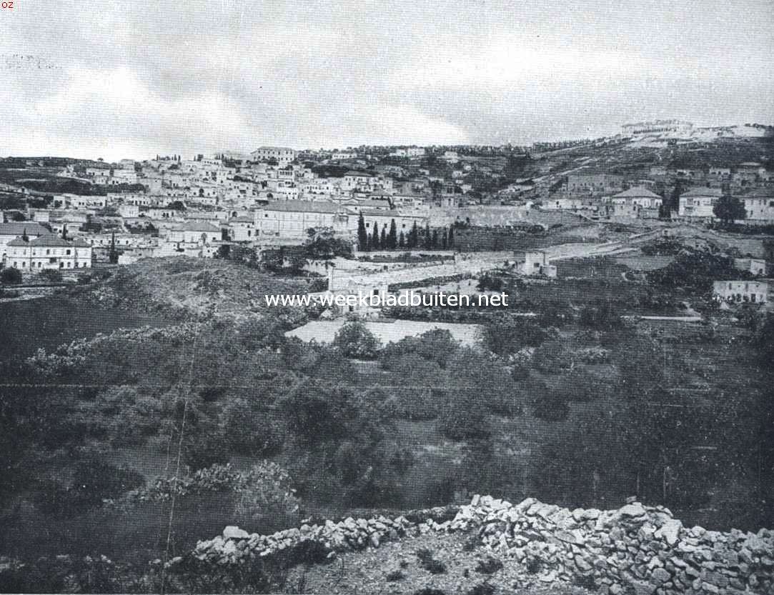 Wandelingen in Palestina. Gezicht op Nazareth