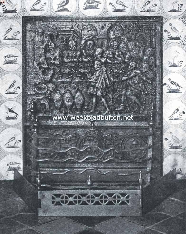 Het Stadhuis te Alkmaar. Vuurplaat in de schouw der 