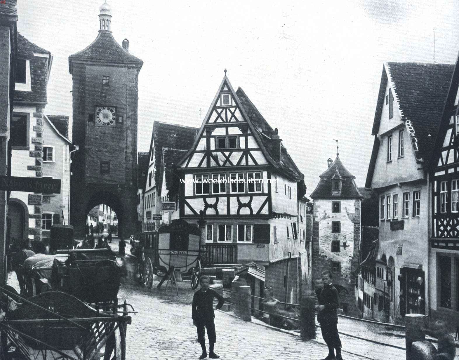 Rothenburg ob der Tauber. Het laagste gedeelte der Schmiedegasse 
