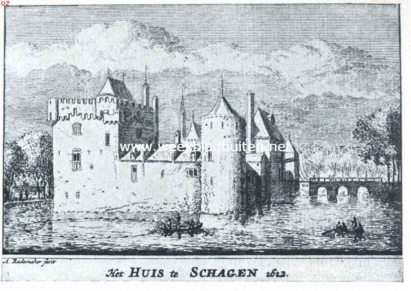 Het slot te Schagen. Gezien van het Oosten. Naar de ets van A. Rademaker