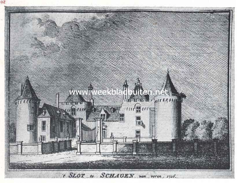 Het slot te Schagen, voorzijde, in de eerste helft der achttiende eeuw