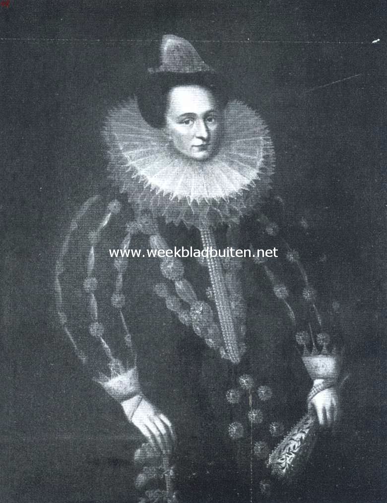 Buren. Maria van Oranje-Nassau, stichteres van het Weeshuis. Naar de schilderij door Johan Jager (1658), vermoedelijk een kopie naar Paulus Moreelse