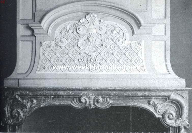 Het Oost-Indische Huis te Delft. Detail van den schoorsteen in een kamertje achter de kamers der bewindhebbers