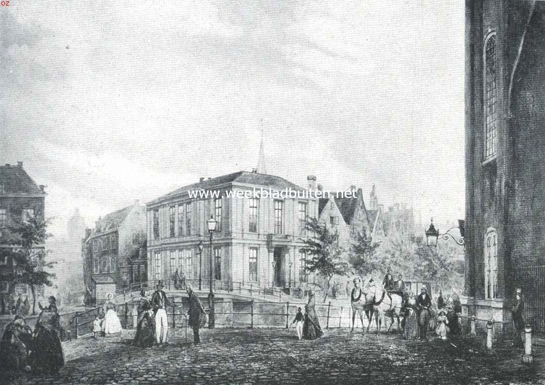 Grachtenschoon. Het Spui bij de Luthersche Kerk en N.Z. Voorburgwal, omstreeks 1860. Naar de aquarel van W.F. Hekking Jr. (Stedelijk archief)