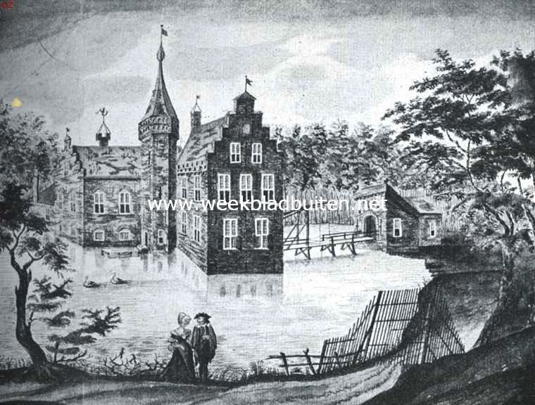 Verdwenen kasteelen om en in Rotterdam. Het Huis Polderburg vr 1489. Naar een teekening van J. Kortebrant (1751) berustende op het gemeentearchief te Rotterdam