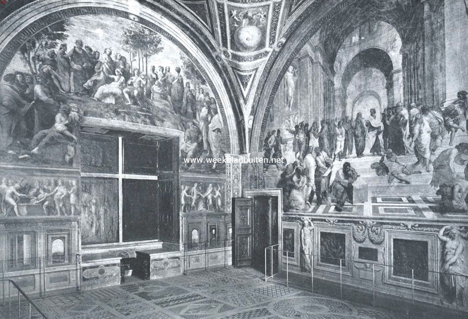 Rome, de stad der paleizen. De Sala della Segnatura in het Vaticaan, met fresco's van Rafael