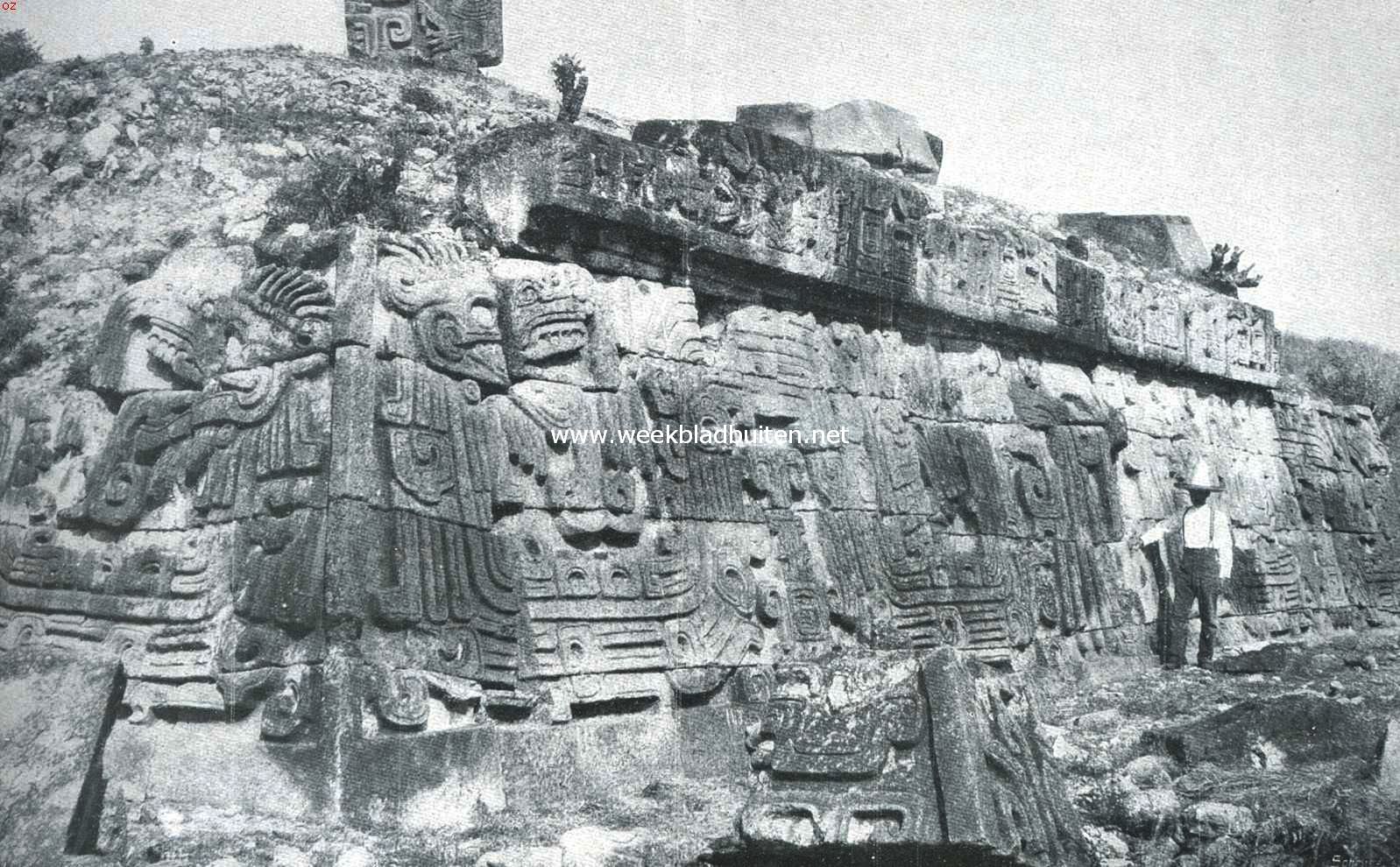Bij de tempelrunen van Mitla. Fragment van den tempel van Mitla