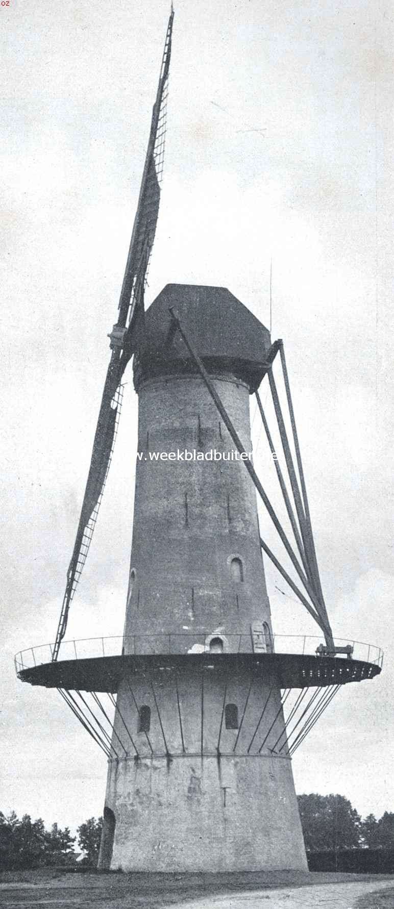 Onze windmolen-typen. Hooge ronde steenen bovenkruier. Korenmolen bij Steenderen