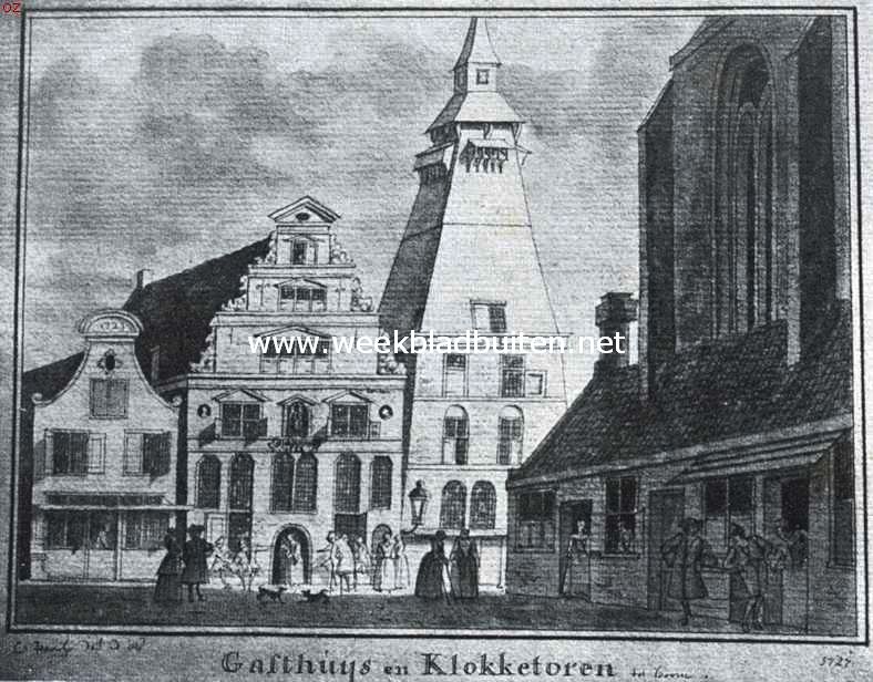 Het Klokhuis te Hoorn. Naar de teekening van C. Pronk