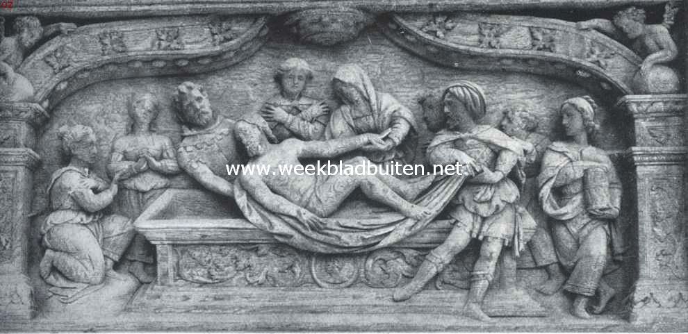 De St. Jans Kathedraal te 's Hertogenbosch. Fries der kooromsluiting met voorstelling van de graflegging van Jezus