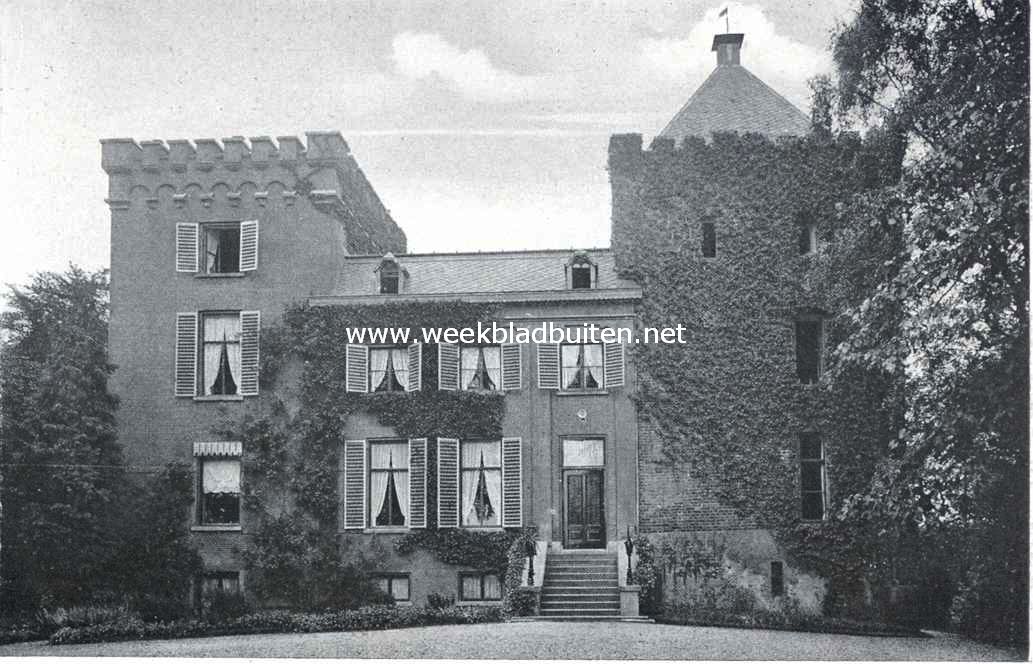 Het kasteel Rhijnestein. Voorzijde. Rechts de toren van het oude kasteel