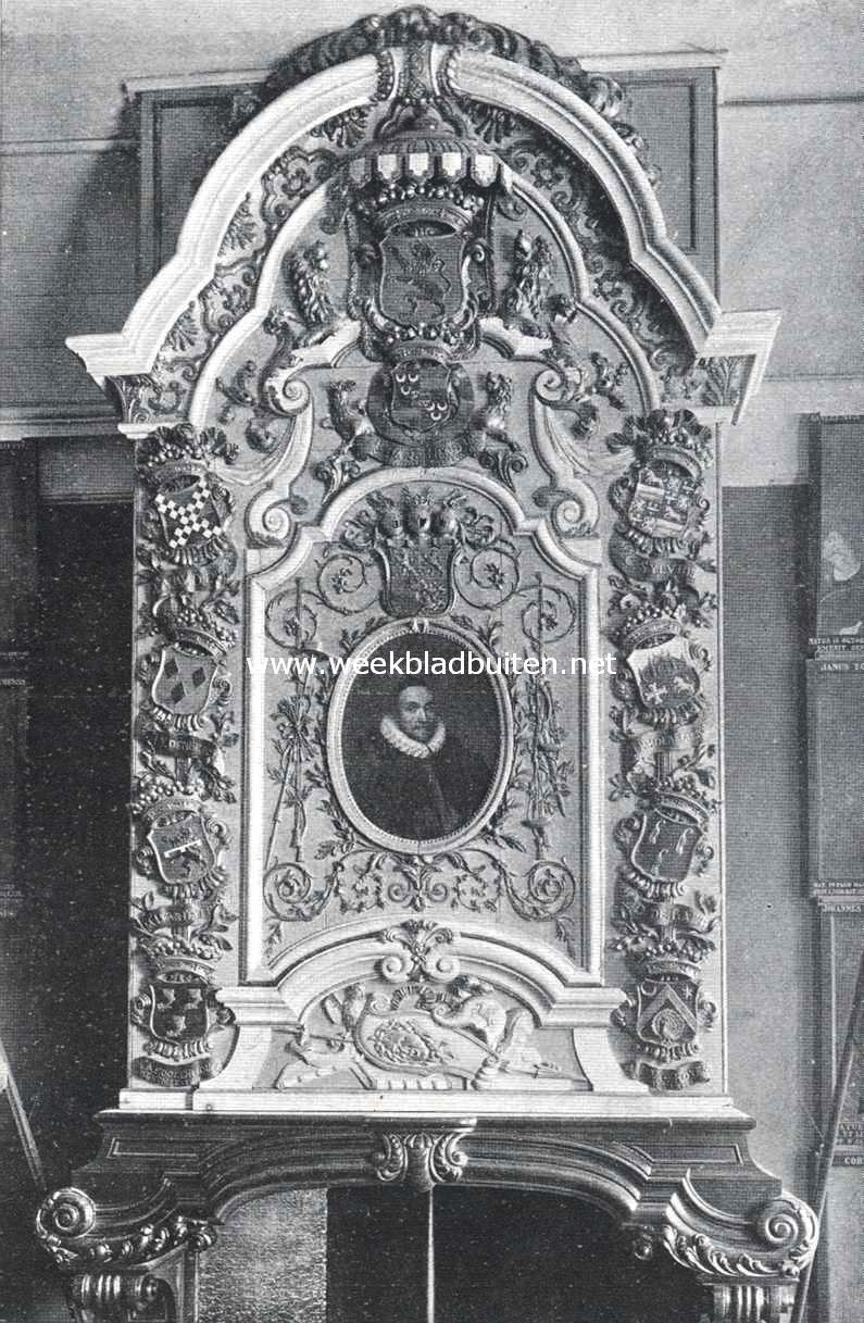 De schoorsteen in de Senaatskamer van het Academiegebouw te Leiden