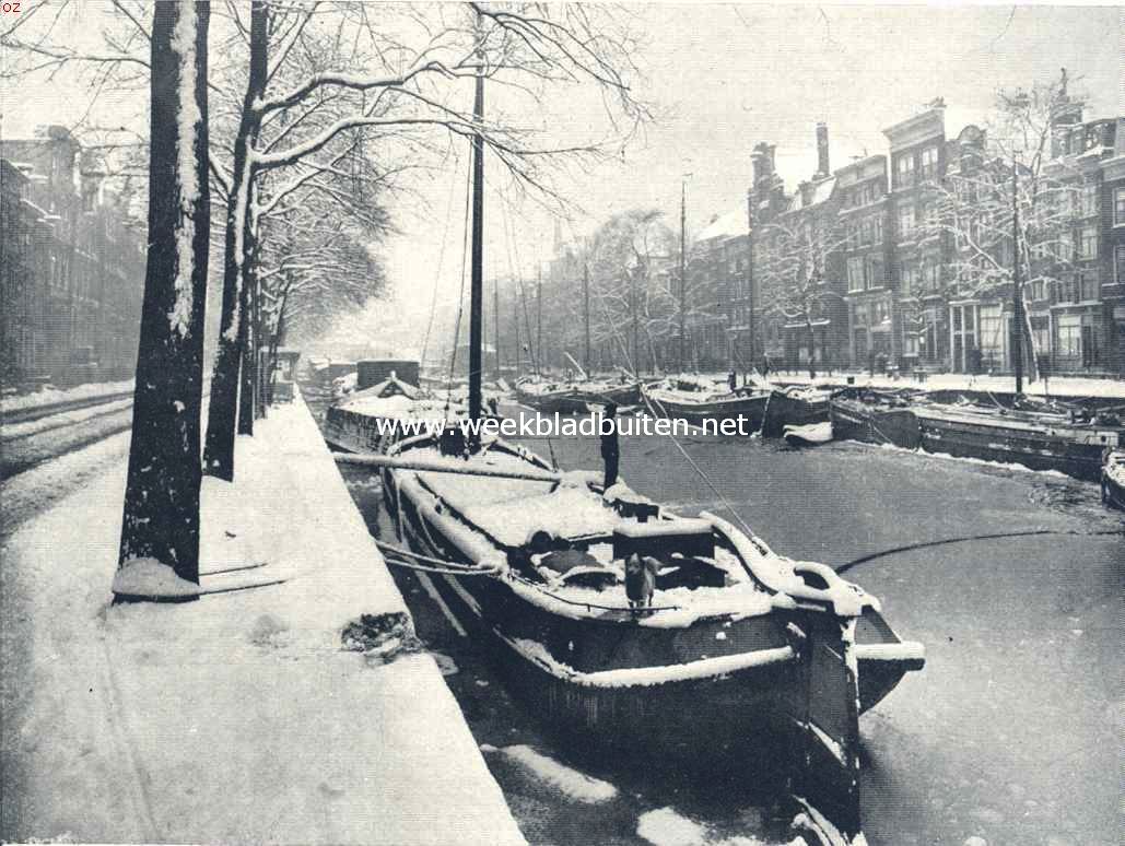 Amsterdam in sneeuwkleed, de Geldersche Kade na den hevigen sneeuwval