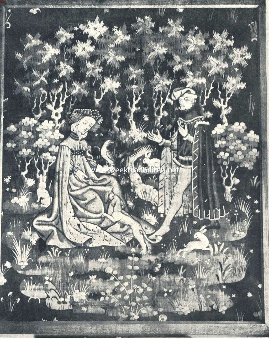 Wandtapijten der Gothiek in Frankrijk en Vlaanderen. Atrechtsch werk (begin XVde eeuw), liefdesscne, Louvre