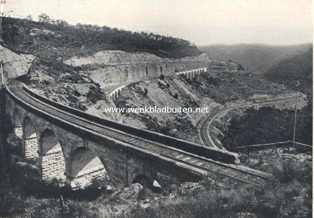 Sydney en omstreken. Spoorweg in de Blauwe Bergen bij Sydney