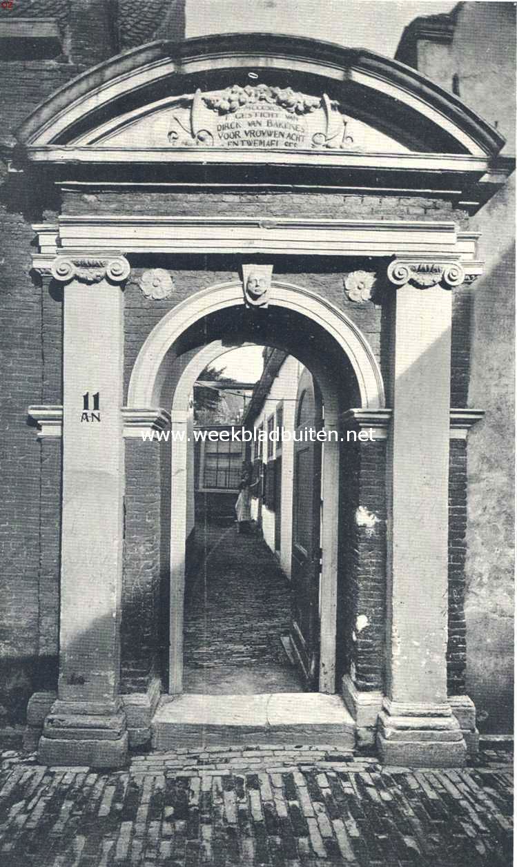 Haarlemsche hofjes. Het hofje van Bakenes, toegangspoort in de Wijde Appelaarsteeg