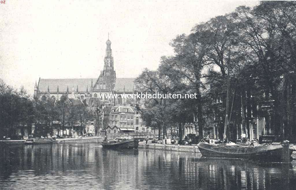 Haarlem. Spaarne, met gezicht op de St. Bavokerk