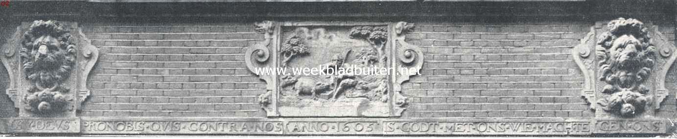 Fries in een gevel aan de Warmoesstraat te Haarlem. In het midden: voorstelling van den verloren zoon
