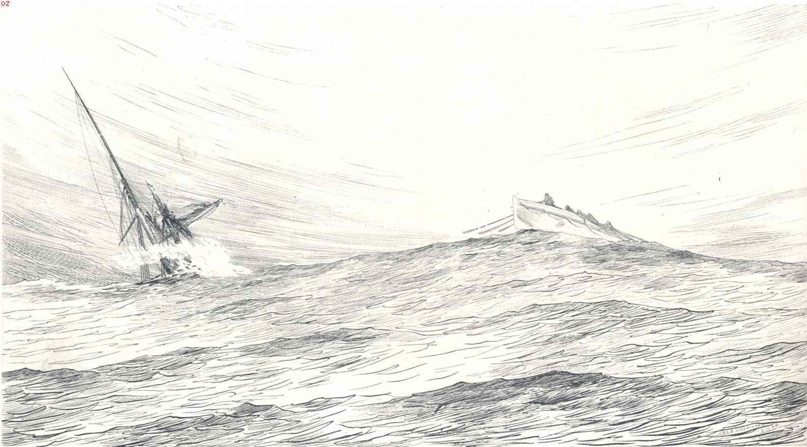 Twee honderjarigen in slachtmaand. De reddingsloep, Naar de teekening van Jan B. Hazewinkel