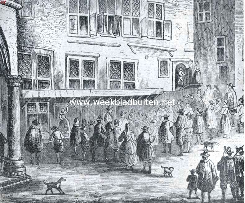 Kaak en draaikooi. Een vrouw aan de kaak voor het oude raadhuis te Amsterdam, in de eerste helft der zeventiende eeuw