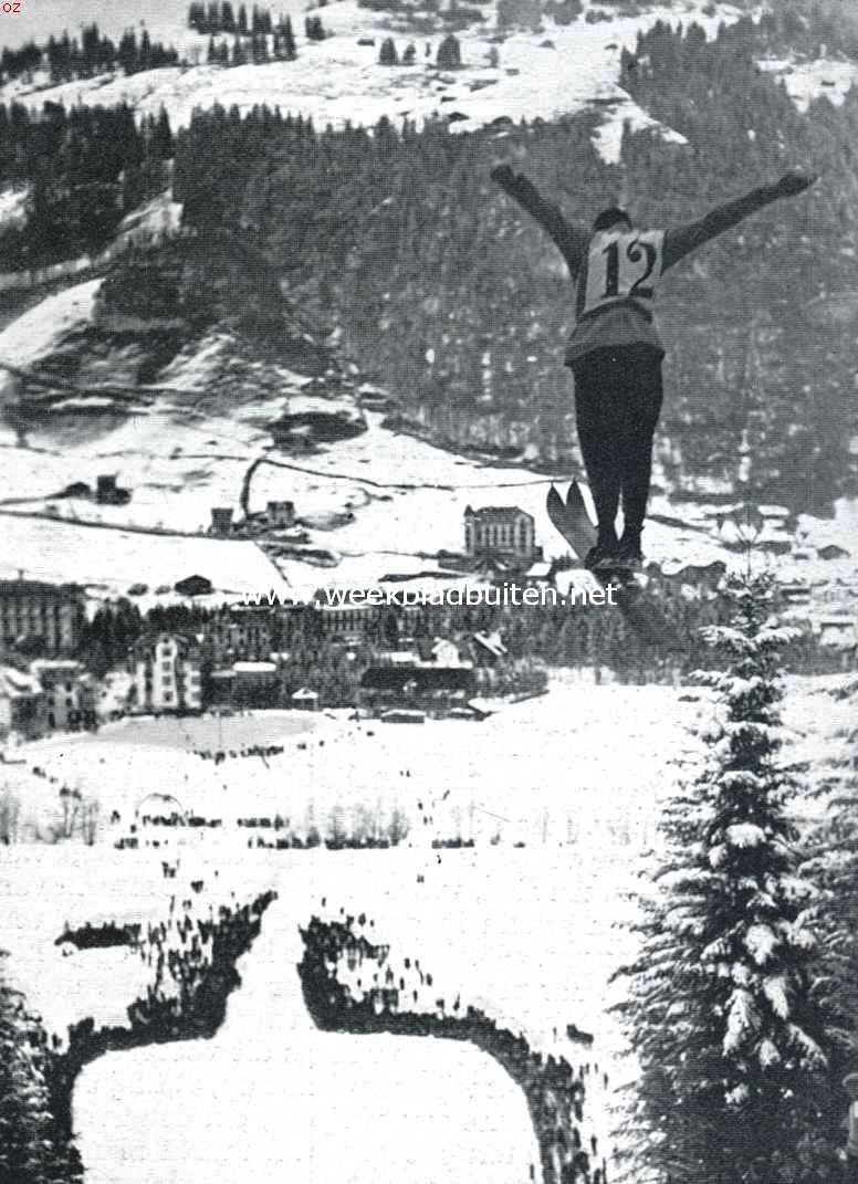 Wintersport in hooge regionen. Ski-sprong