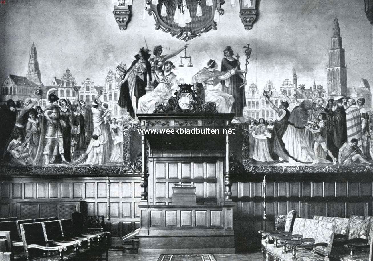 Wandschildering in de aula van het Groningsche Academiegebouw