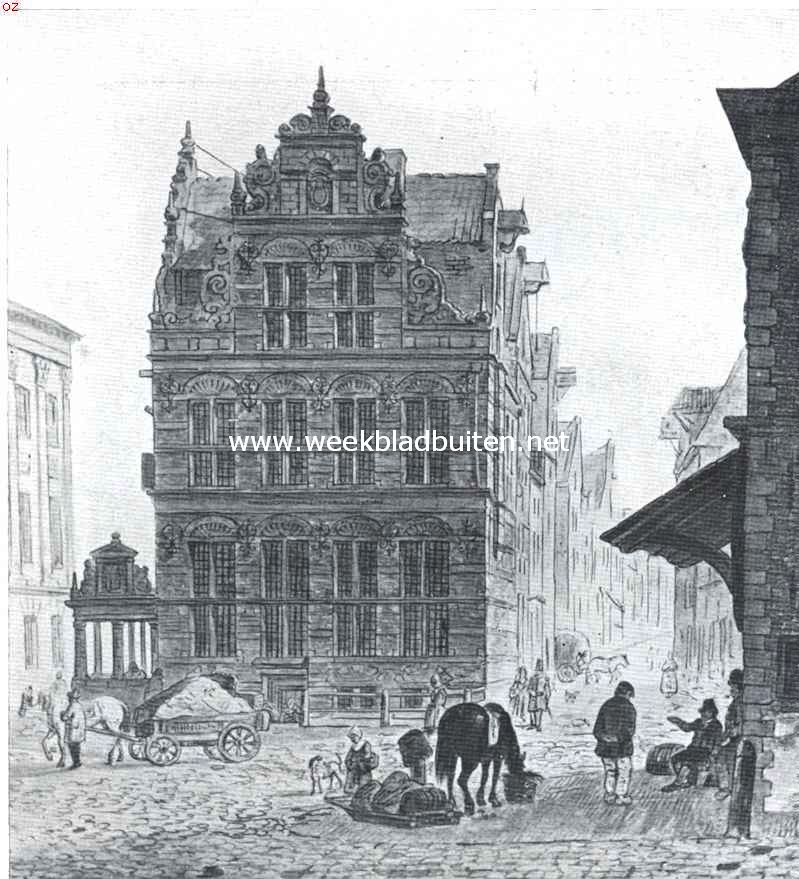 Het Goudkantoor omstreeks 1840. Naar een aquarel van Ensing