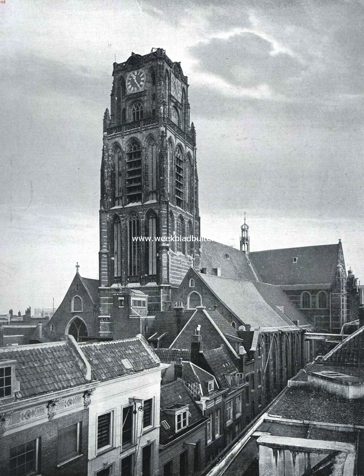 Gezicht op den toren der St. Laurenskerk te Rotterdam