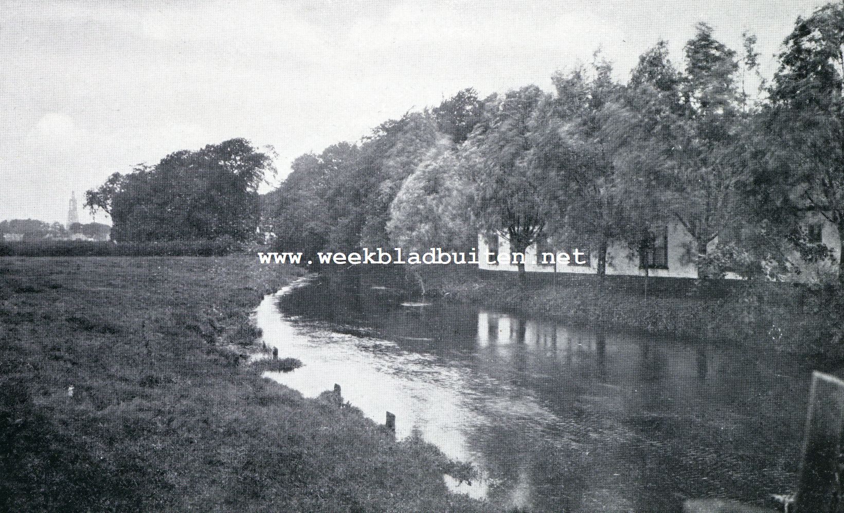 Aan en bij de Luntersche Beek. De Luntersche Beek bij Metgensbleek, op den achtergrond de O.L. Vrouwetoren van Amersfoort