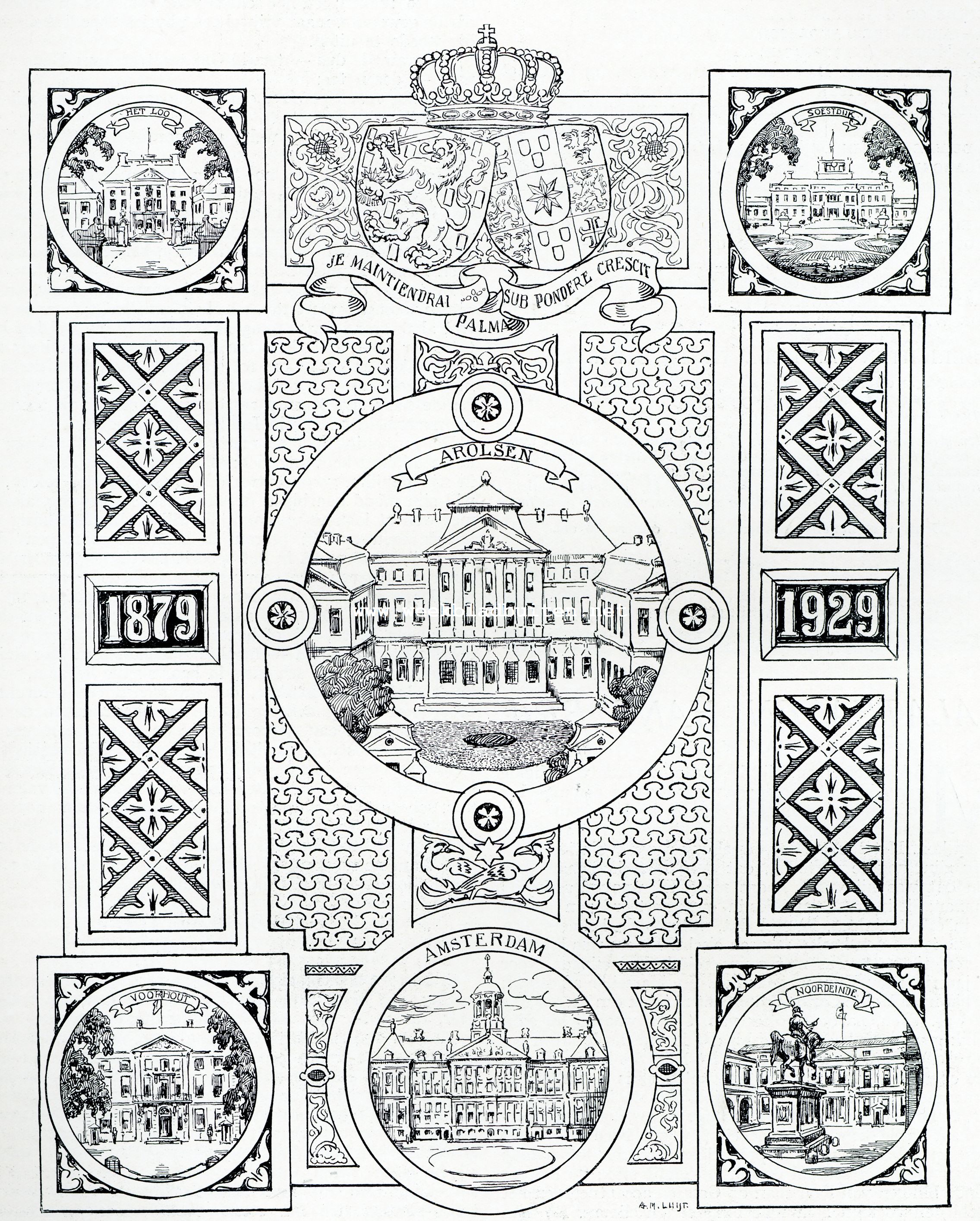 Menu van gala-diner ten paleize Noordeinde op 8 Januari L.L. ter eere van het 50-jarig Nederlanderschap van H.M. de Koningin-moeder