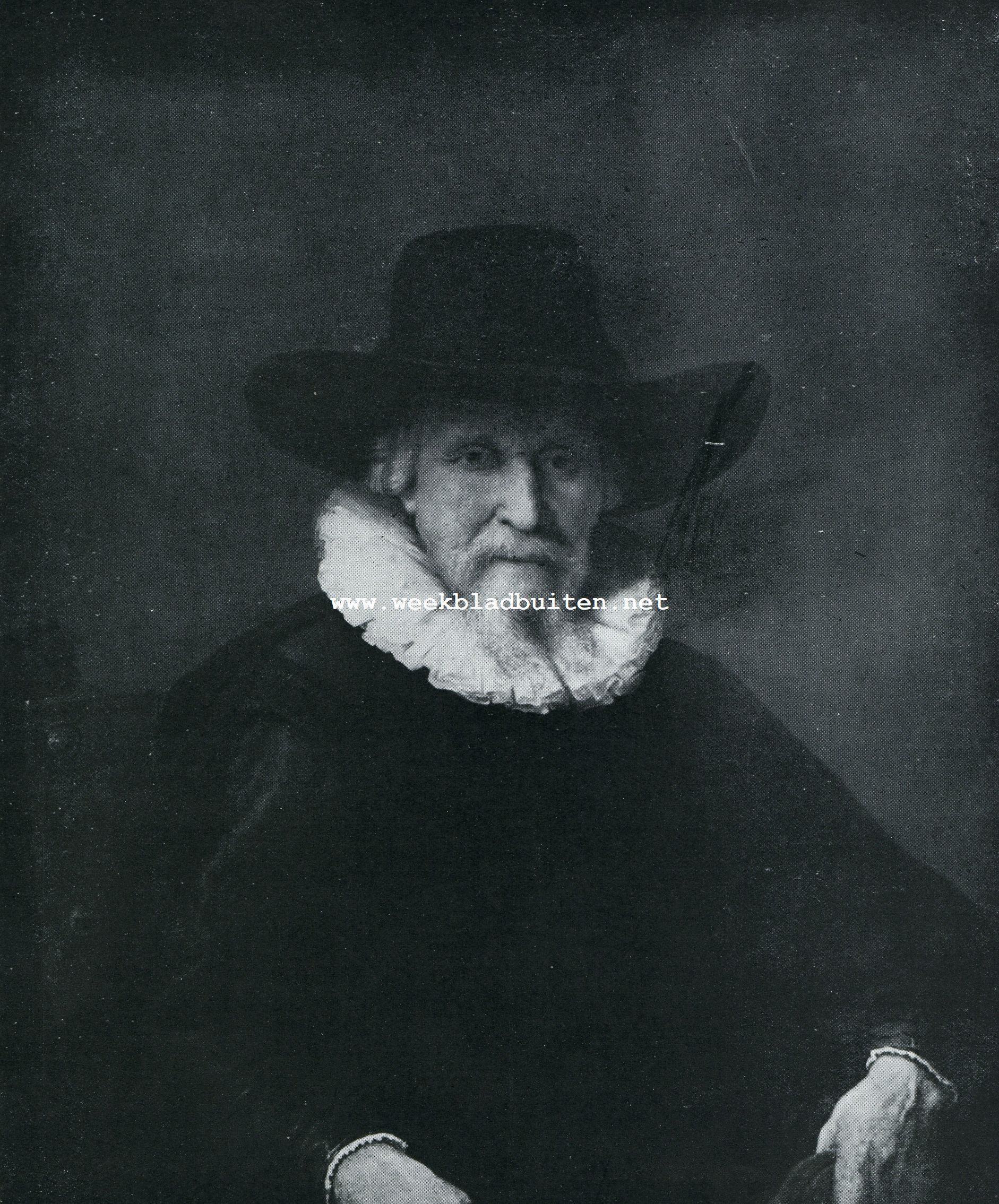 PORTRET VAN EEN BEJAARD MAN, DOOR REMBRANDT HARMENSZ VAN RIJN. Tentoongesteld door E. J. van Wisselingh & Co. te Amsterdam op de keuzedentoonstelling van Hollandsche en Vlaamsche schilderkunst der XVIIe eeuw, van 20 Juli tot 20 Augustus 1932