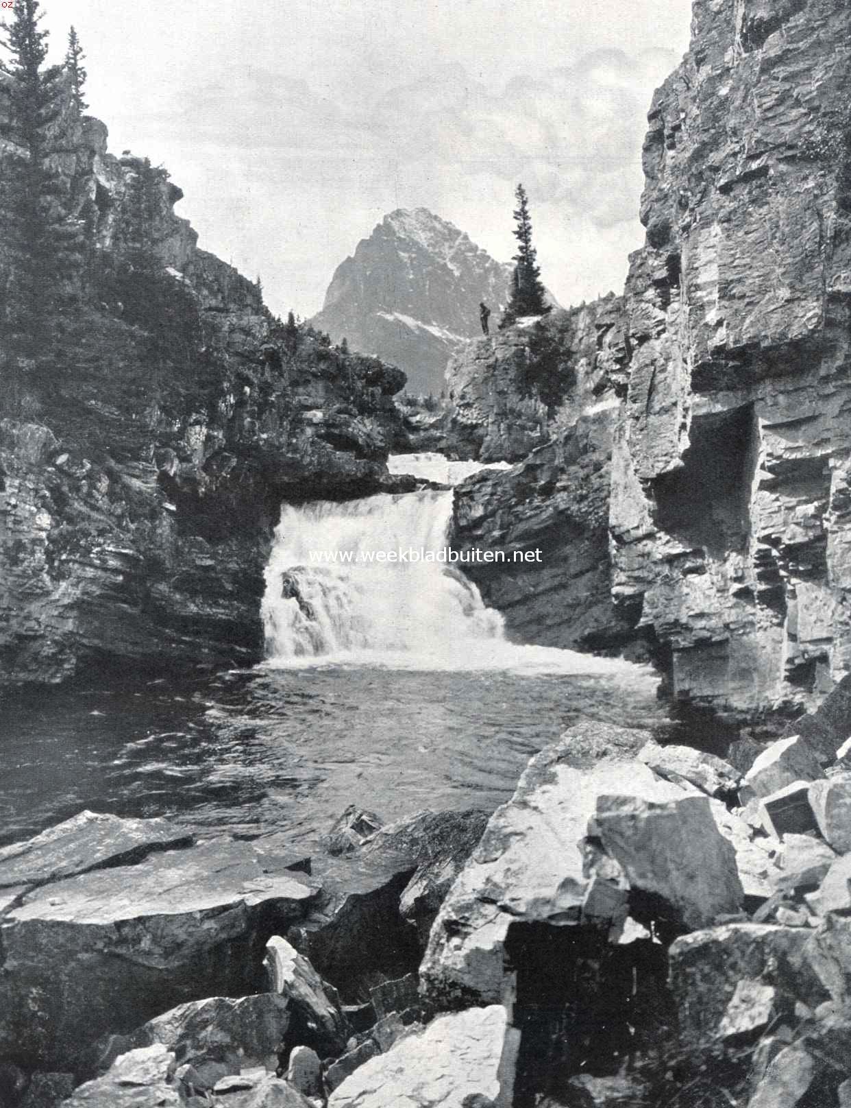 Een waterval in de Two Medicine-Rivier in het Glacier National park (V.S.) (bij het artikel: 