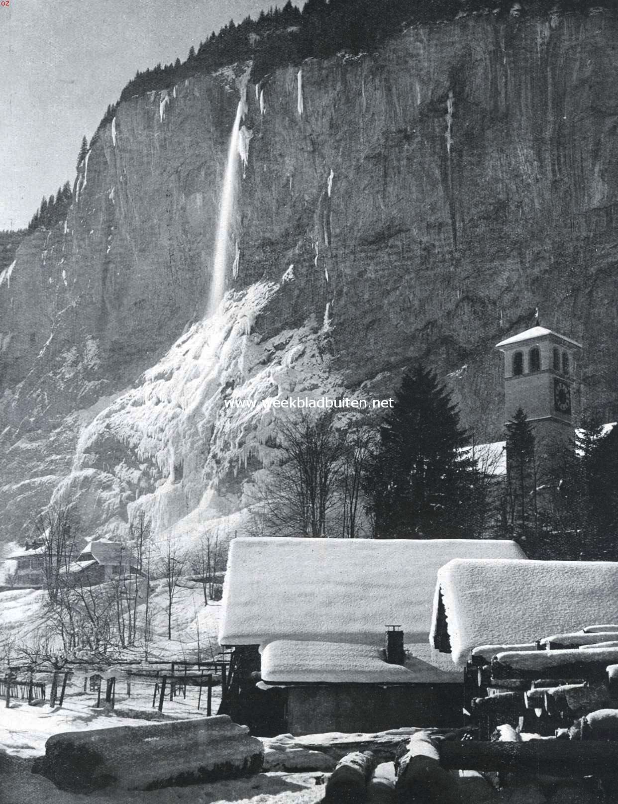 Winter in de bergen. De Staubach in het Lauterbrunnendal